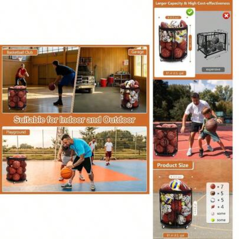 Sports Equipment Basketball - Schwerlast-Ballaufbewahrungswagen für Fußball, Basketball, Volleyball, American