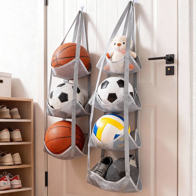 Sports Equipment Basketball - Wandmontierte Ballaufbewahrungstasche mit Netztaschen-Organizer für Basketball,