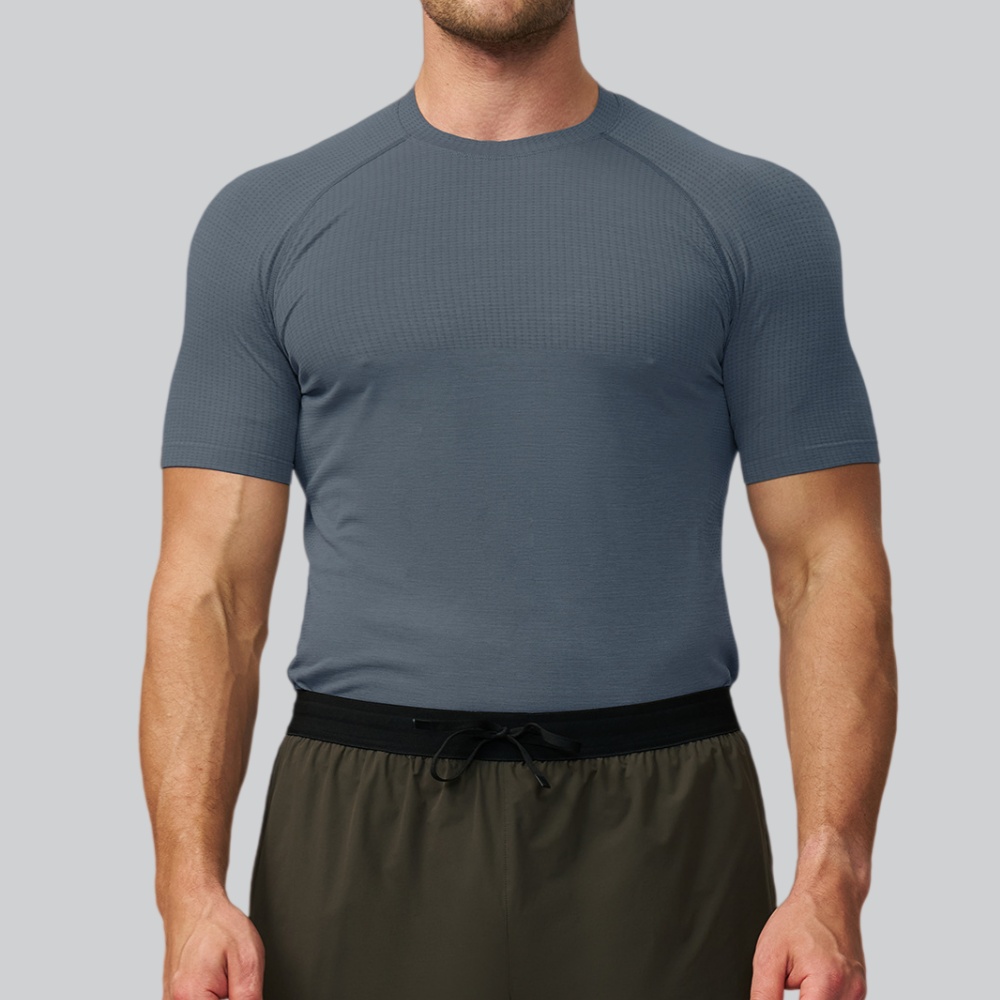 Sports Equipment Logos - Herren Einfarbiges Sport-T-Shirt Fitness-Workout Schnelltrocknend Kurzarm-Shirt