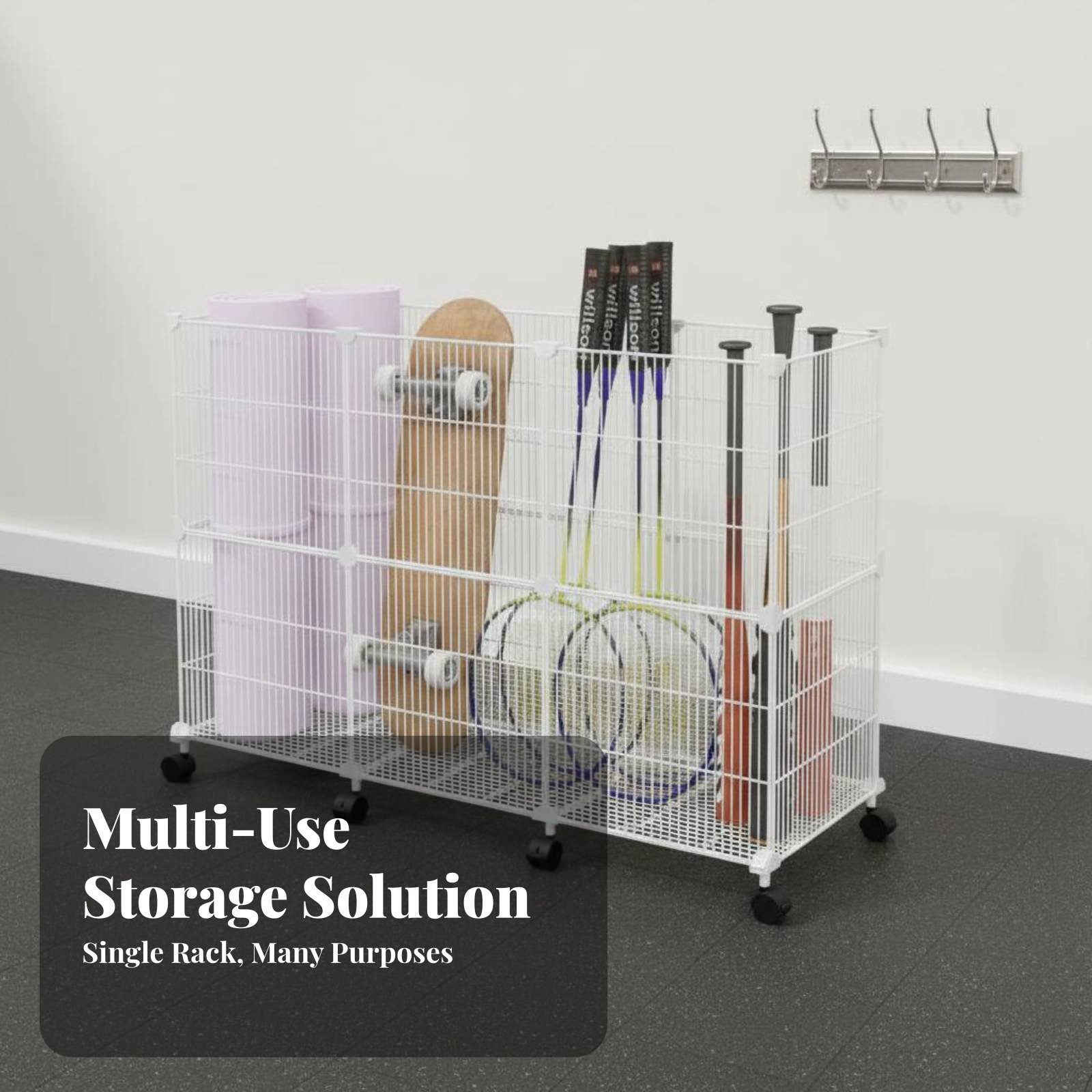 Sports Equipment Storage Rack - Sportausrüstungs-Aufbewahrungswagen Robuster Sportgeräte-Organizer mit Kugelförmigen Aufbewahrungsbehältern